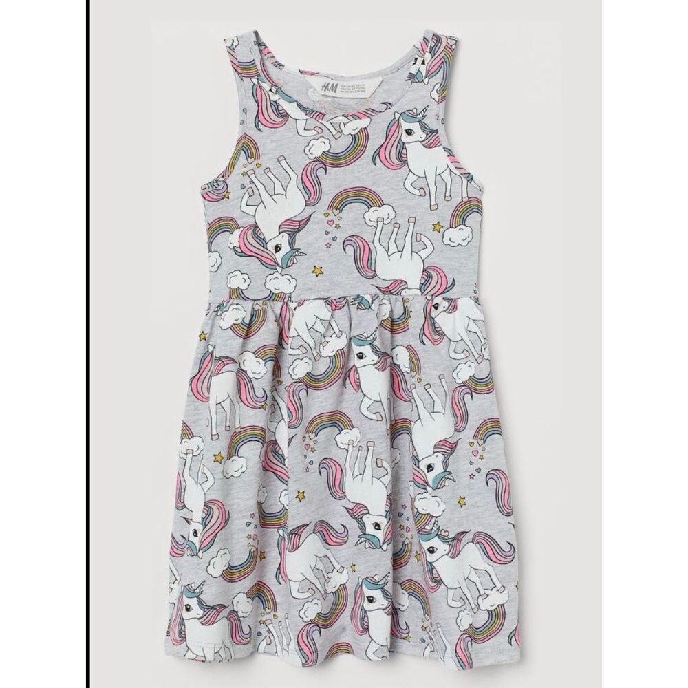 3/$30 H&M Kids Toddler Girls 4/5 Unicorn Print Tank Knit Dress